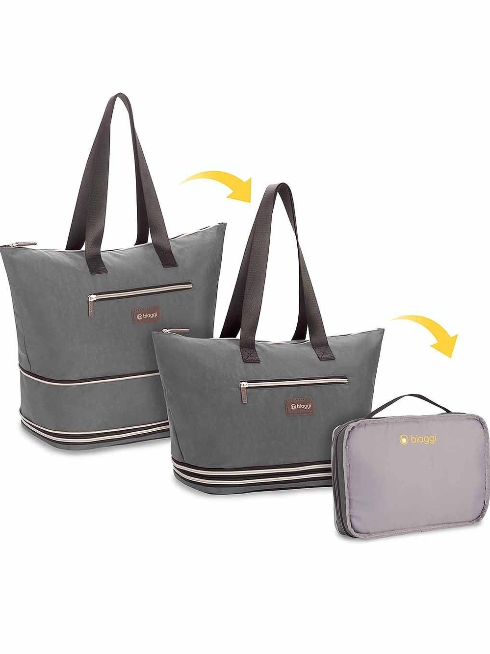 Biaggi Zipsak Boost Gray Foldable Tote Travel Bag That Is Expandable